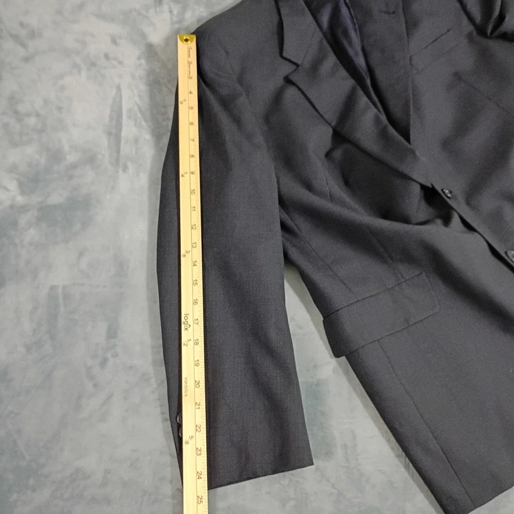 Hart Schaffner & Marx Gayfers Mens 46R Wool Blazer Sport Coat Charcoal Grey
